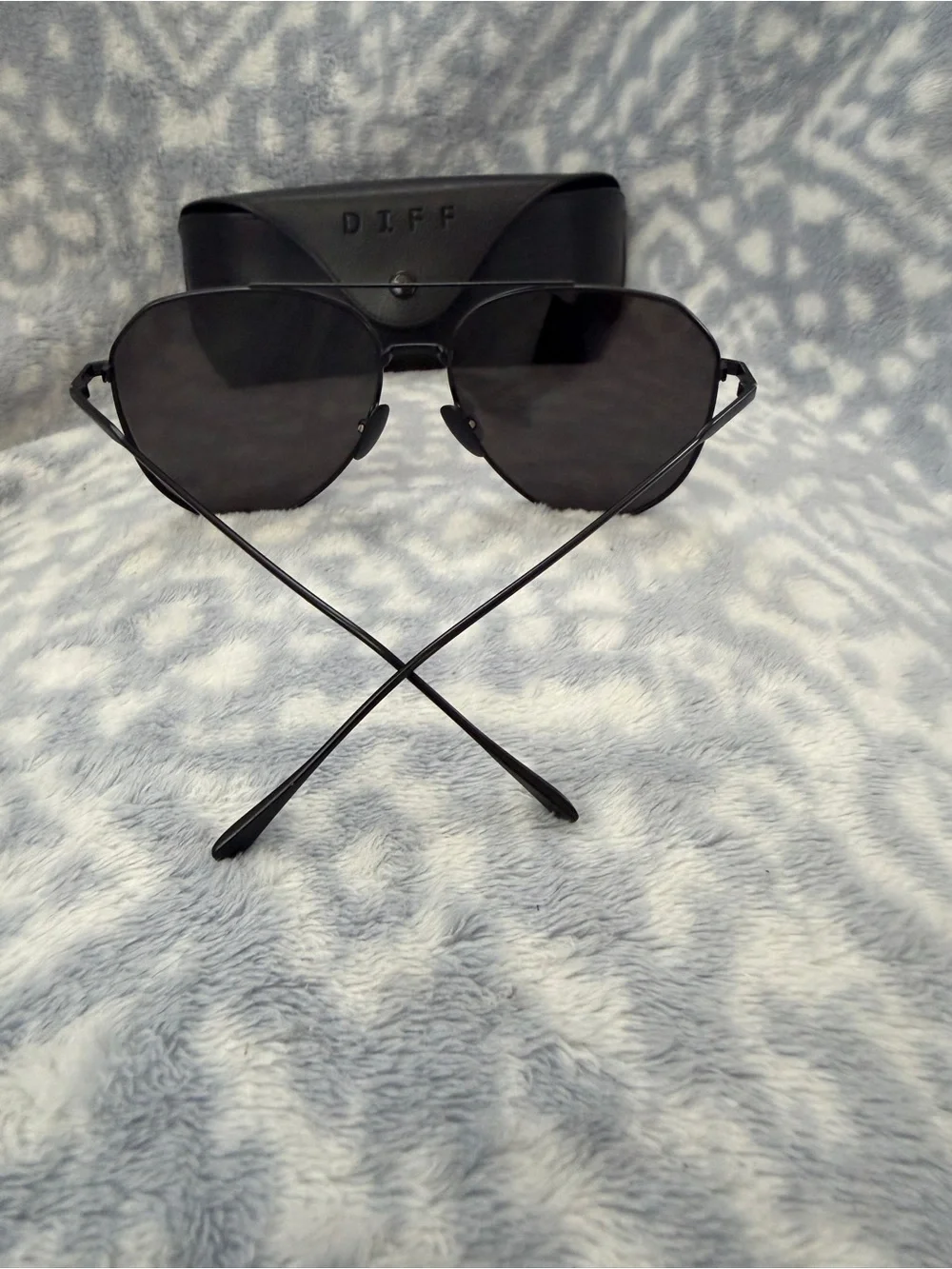 Diff Eyewear Dash Unisex Matte Black Sunglasses Metal Aviator Polarized